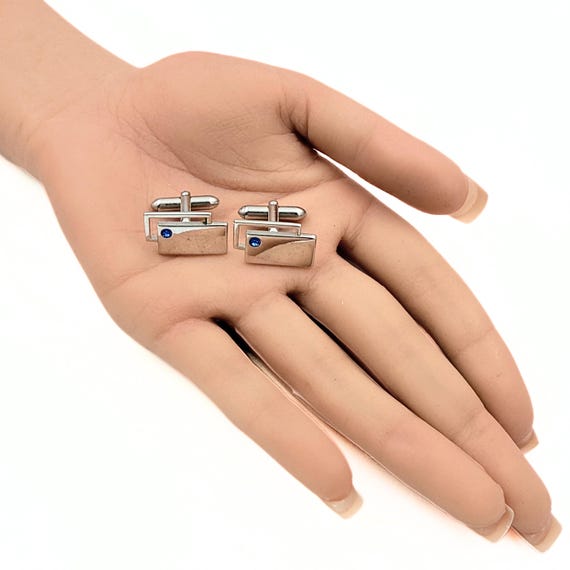 Swank Designer Signed Rectangular Silver Plate Bl… - image 6