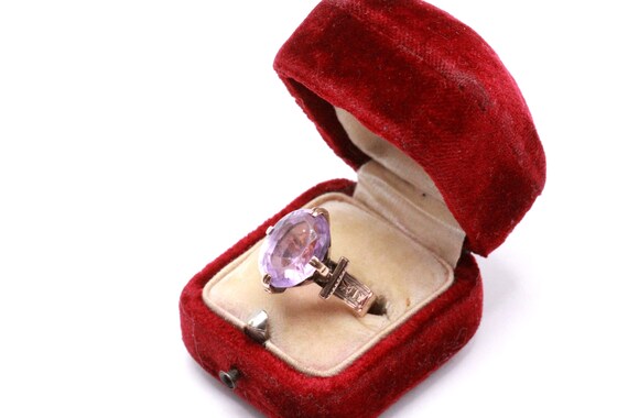 Antique Victorian 12K Gold Amethyst Ring - image 7