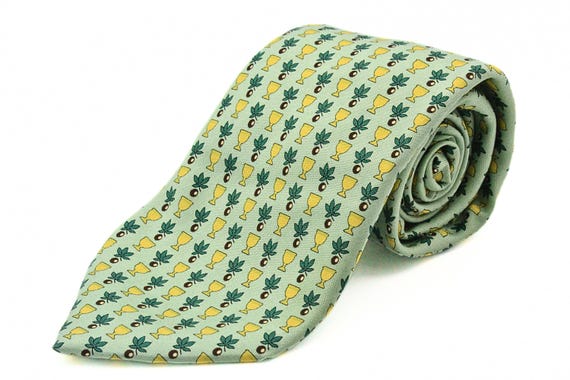 Vineyard Vines Custom Collection Yellow Green 100% Silk Necktie