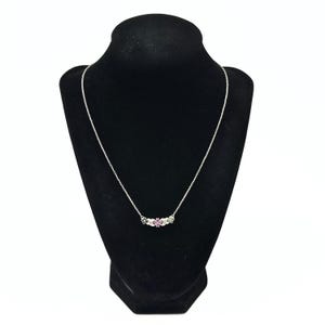 Contemporary Marked Sterling Silver Flower Topaz Ruby Emerald Necklace