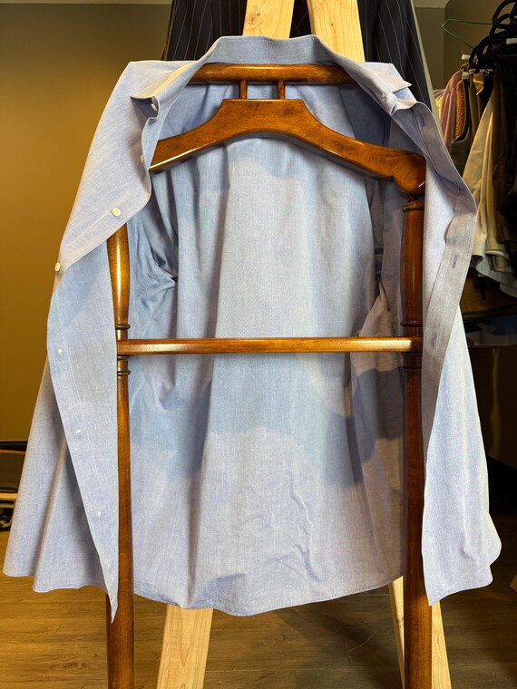 Custom Tailored Designer Solid Light Blue Cotton … - image 6