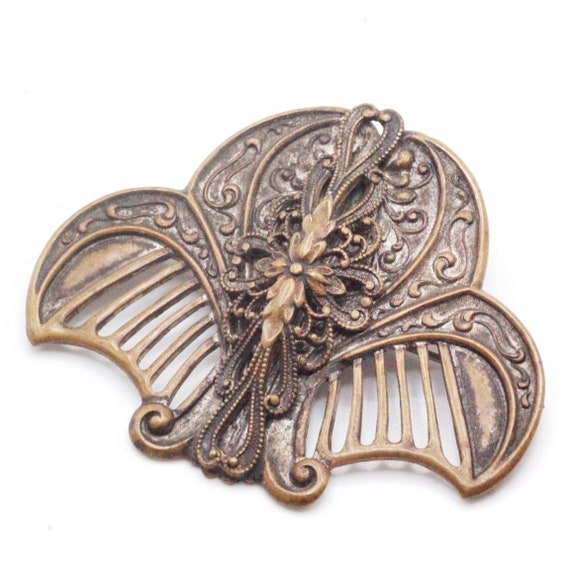 Antique French Art Nouveau Brass Exquisite Pin