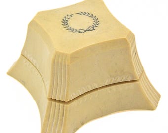 Antike Art-Deco-gepresste Zelluloid Beige Frühe Kunststoff Ringschatulle