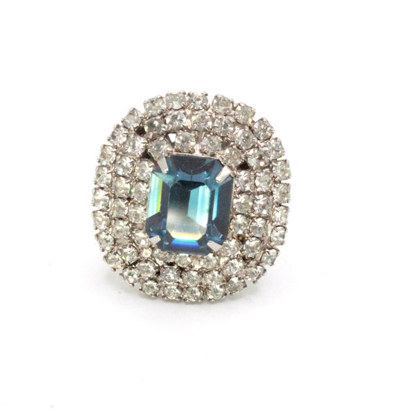 Vintage Art Deco Sapphire Rhinestones Bedazzled  … - image 5