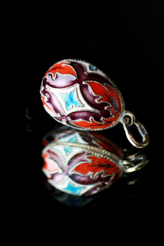 Art Nouveau  Egg Imperial Cloisonne Sterling Penda