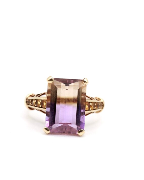 14K Gold  Natural Ametrine Citrine Stunning Ring