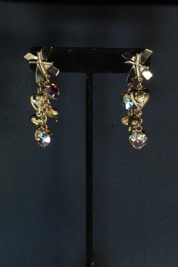 Kirks Folly Heart AB Crystals Long Dangle Earrings - image 4
