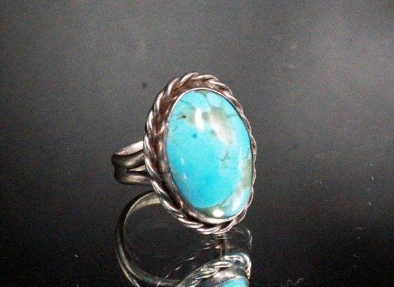 Vintage 60's Sterling Silver Turquoise Spider Web… - image 3