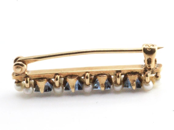 Antique Edwardian 14K Gold Seed Pearl Natural Sap… - image 5