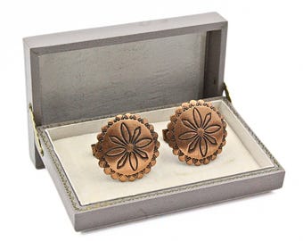 Paire De Boutons De Manchette Octogonaux Dorés Avec Incrustation De Nacre - Occasion