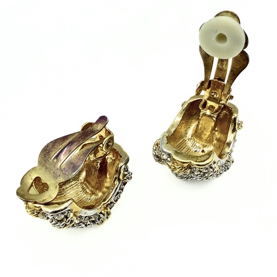 Designer High End Dazzling Pave Rhinestones Gold Plated Clip Earrings View 6