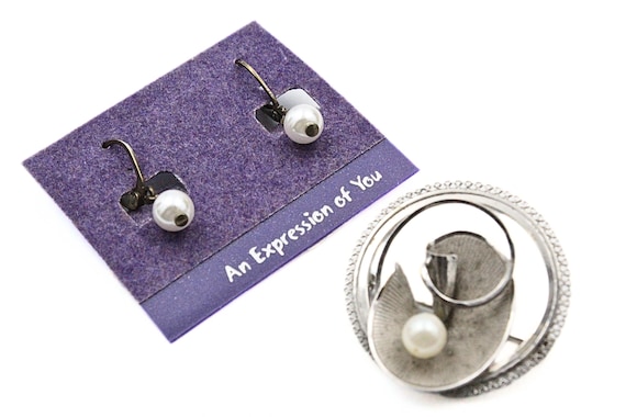 Lovely Hallmarked Sterling Silver Pearl Textured Earrings Brooch Jewelry Lot