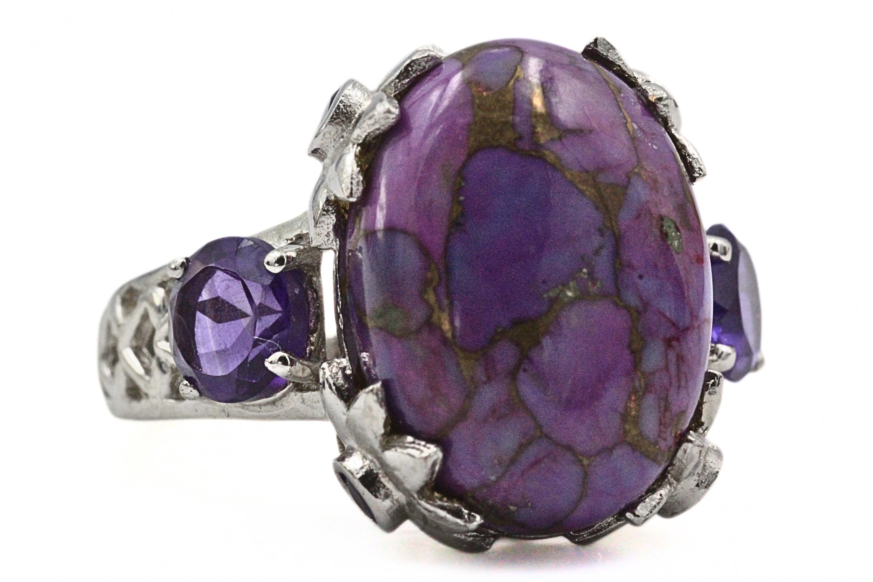 STS Karis Signed Rhodium Plate Statement Purple Mojave Turquoise