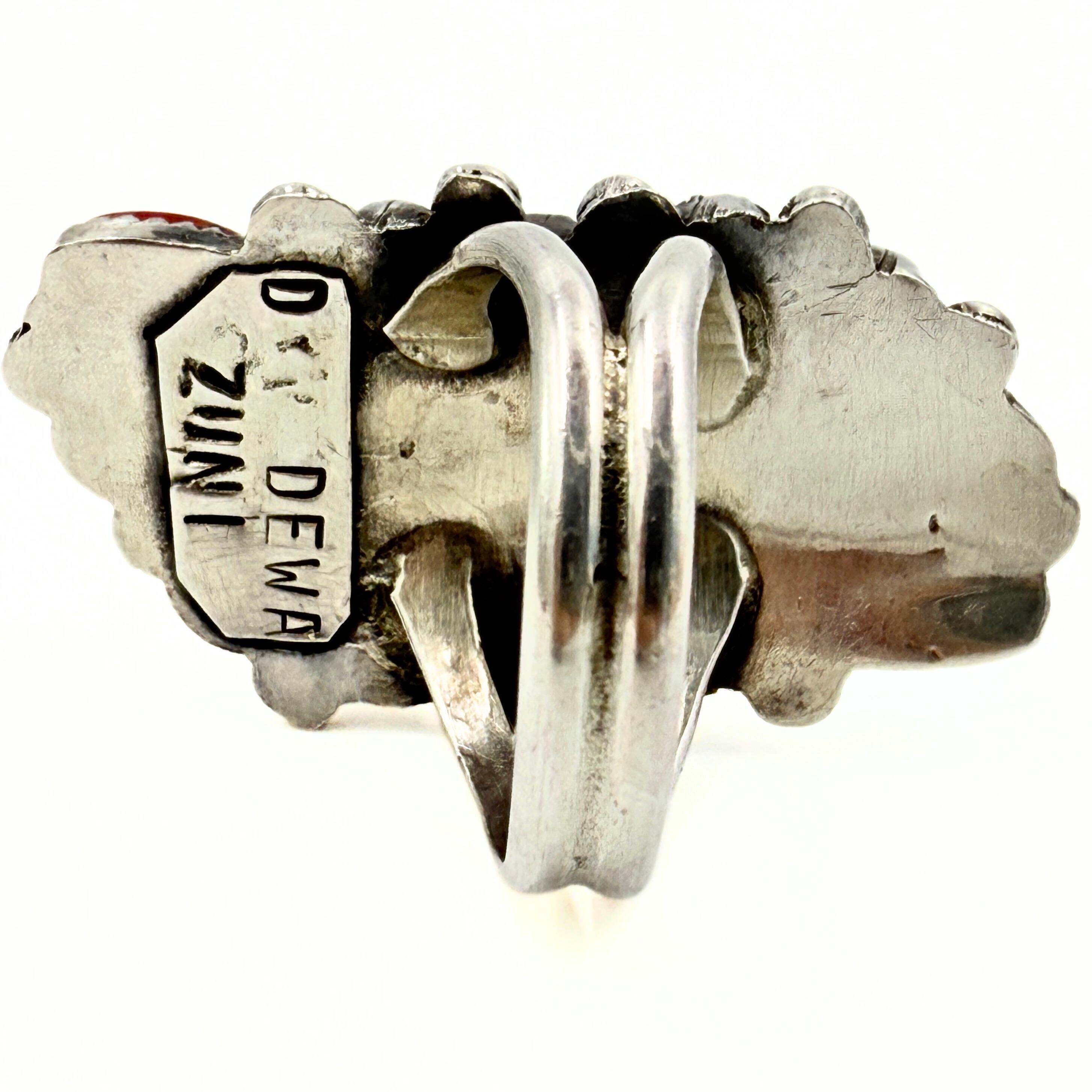 Don Velma Dewa Marked Zuni Sterling Silver Petit Point Turquoise Coral ...