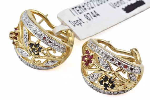 Mystical Sterling Silver Vermeil Lab Ruby Sapphir… - image 1