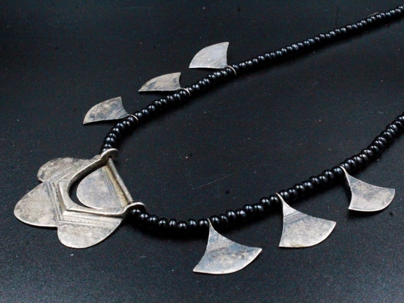 Antique Morrocan Tuareg Sterling Silver Onyx Bead… - image 6