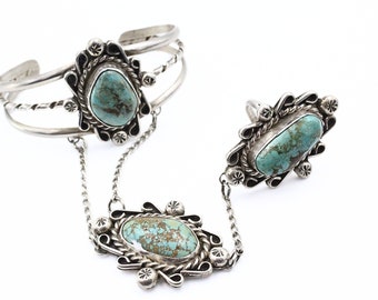 Signed Vintage Native American Navajo Spiderweb Turquoise Sterling Silver Slave Bracelet Signed Vintage Native American Navajo Spiderweb Turquoise Sterling Silver Slave Bracelet