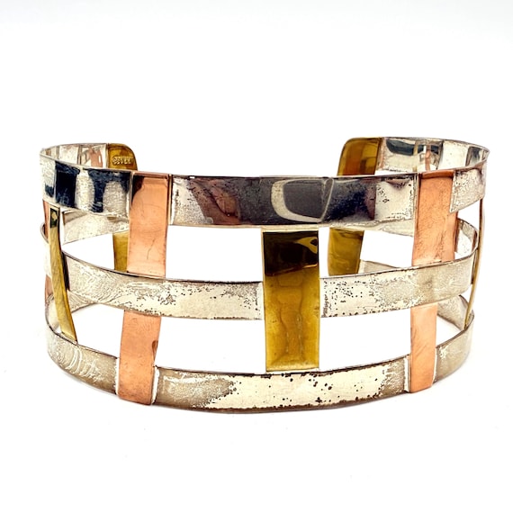 RLM Studio Copper Brass Weave Sterling Silver Cuff Bracelet