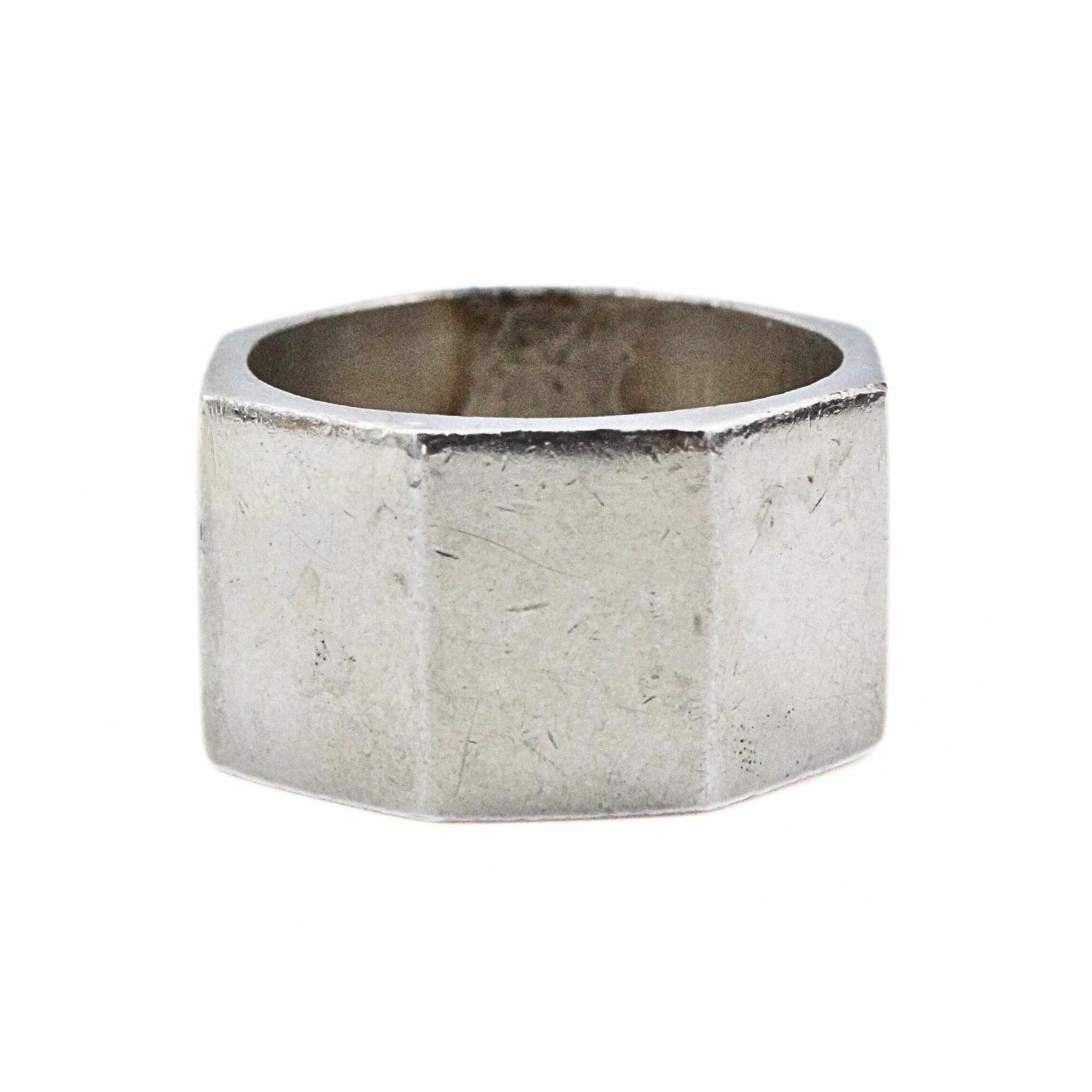 Amazing Modernist Marked TF-61 Sterling Silver Octagon Band Ring