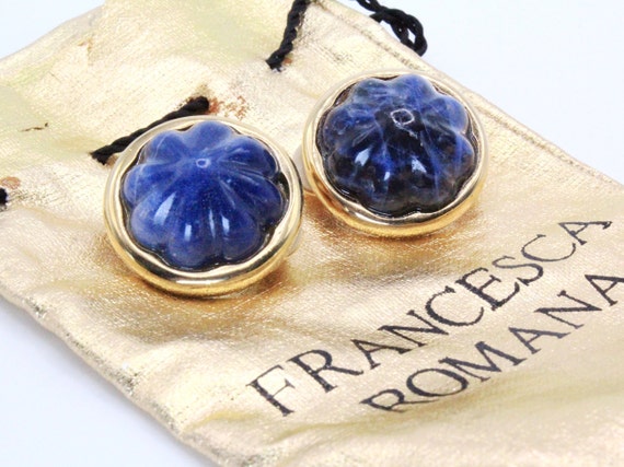 Francesca Romana Signed Designer Lapis Lazuli Cli… - image 4