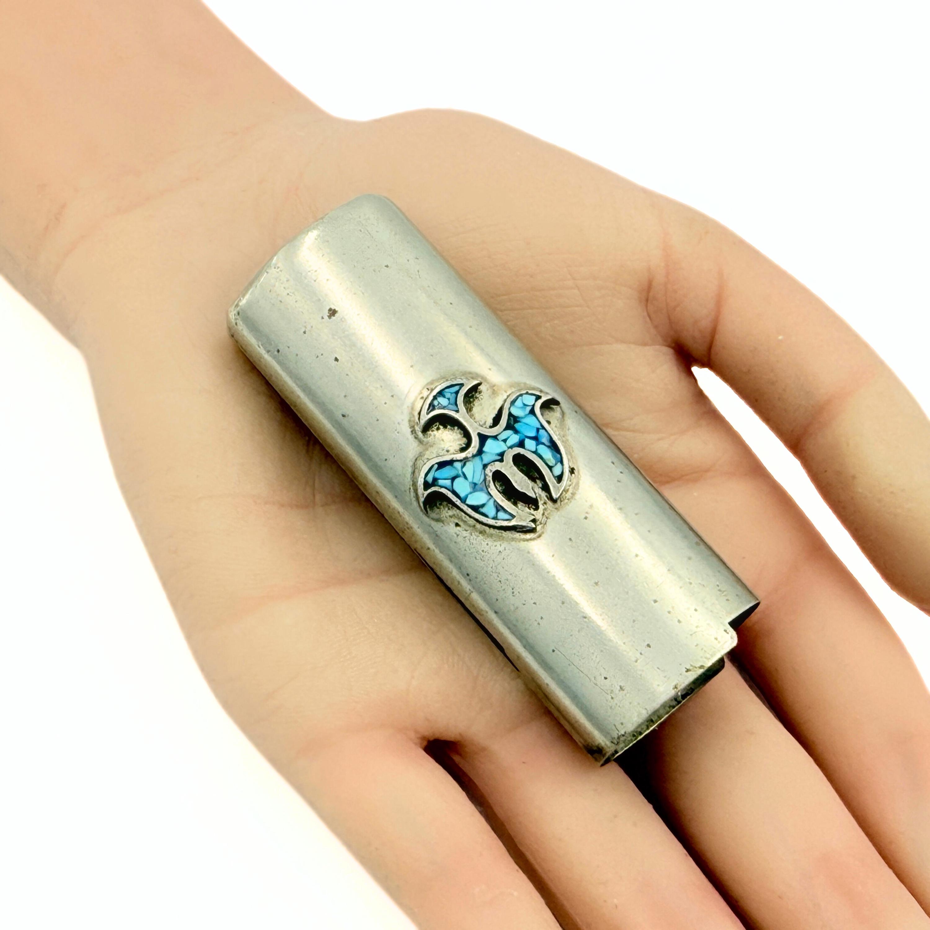 イクト 　P.A. Smith ボルダーオパール Sterling シルバ Native American Nickle Silver Crushed Turquoise Navajo Cigarette