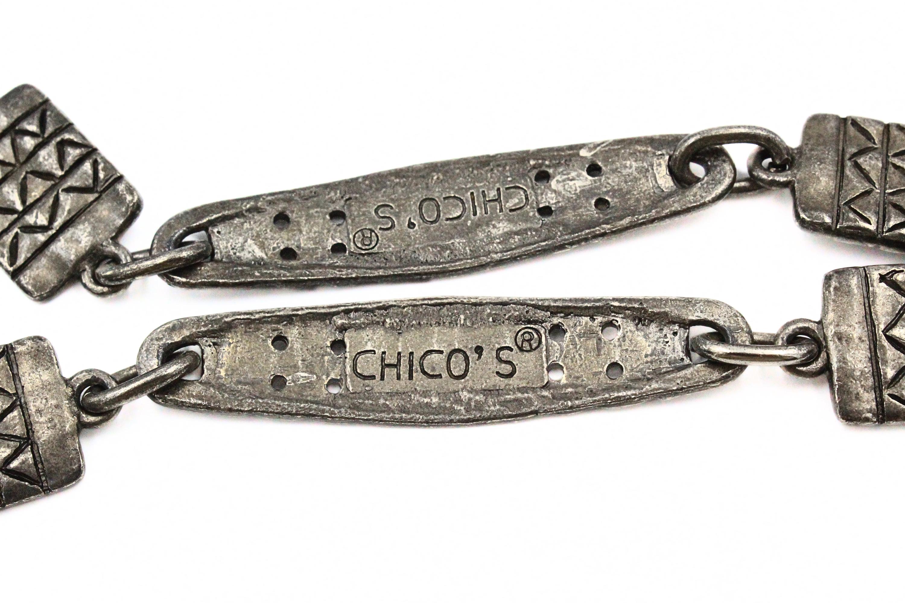 Chico’s Metal Silver Tone & Laminated Belt Chicos Metal Chain Women Artsy Belt Silver Tone Adjustable  main image 2