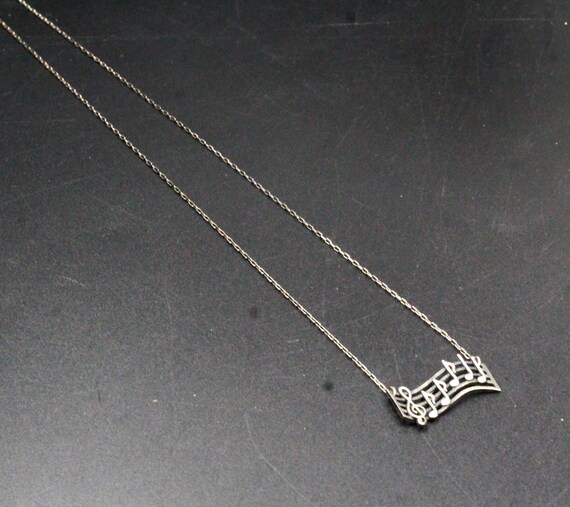 Vintage Sterling Silver Music Notes Necklace - image 6