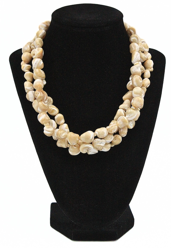 Kenneth Lane Signed Designer Shell Bead Triple St… - image 1
