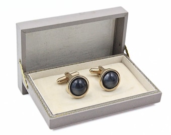 Gemelli classici in vetro iridescente grigio color oro