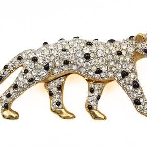 Handsome SWAROVSKI Crystal Signed Designer Leopard Figural Pave Brooch