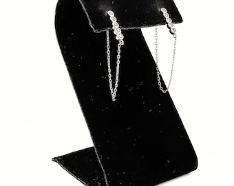 Contemporary Dainty Marked Sterling Silver CZ Minimalist Ear Jackets Earrings