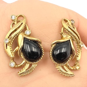 Jose Barrera For Avon Signed Designer High End Black Acrylic Earrings