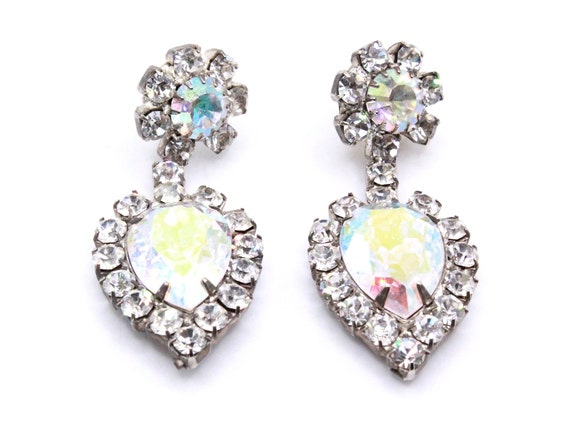 Vintage Aurora Borealis AB Crystals Mirror Dangle… - image 4