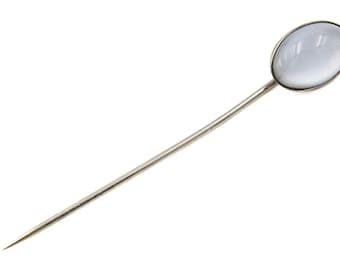 Antiker viktorianischer Katzenauge Mondstein versilberter Stick-Pin