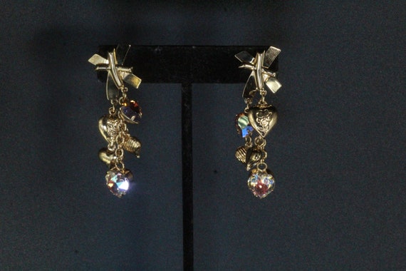 Kirks Folly Heart AB Crystals Long Dangle Earrings - image 2