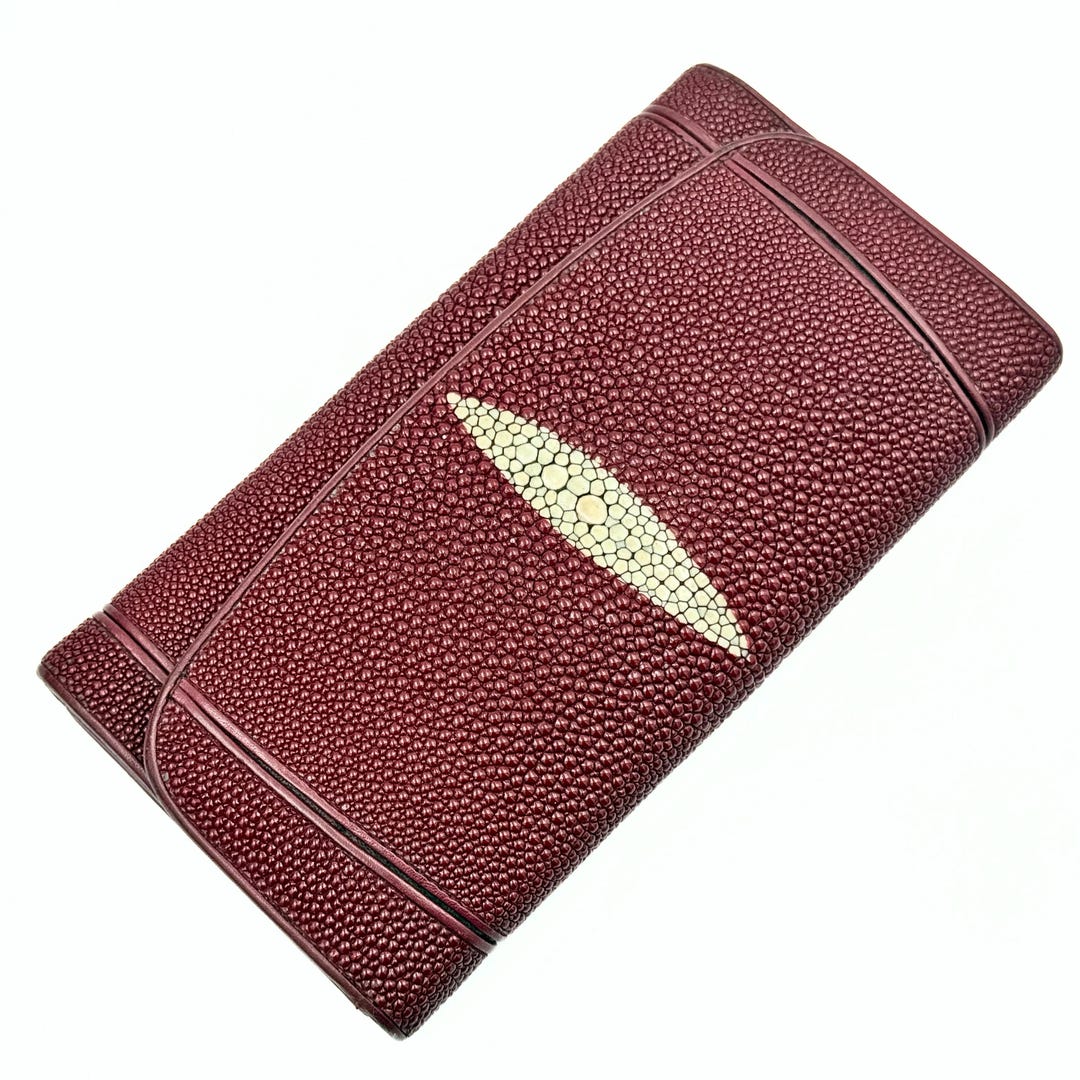 Rota Designer High End Carmine Red Stingray Leather Tri-fold