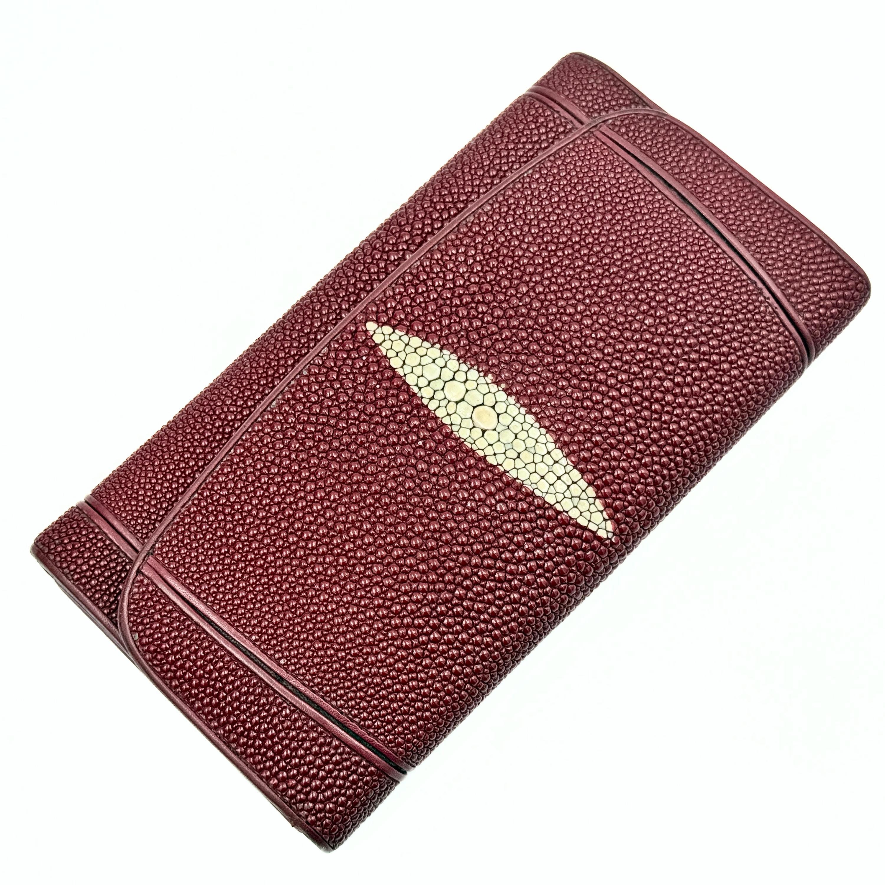 Rota Designer High End Carmine Red Stingray Leather Tri-fold