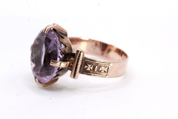 Antique Victorian 12K Gold Amethyst Ring - image 5