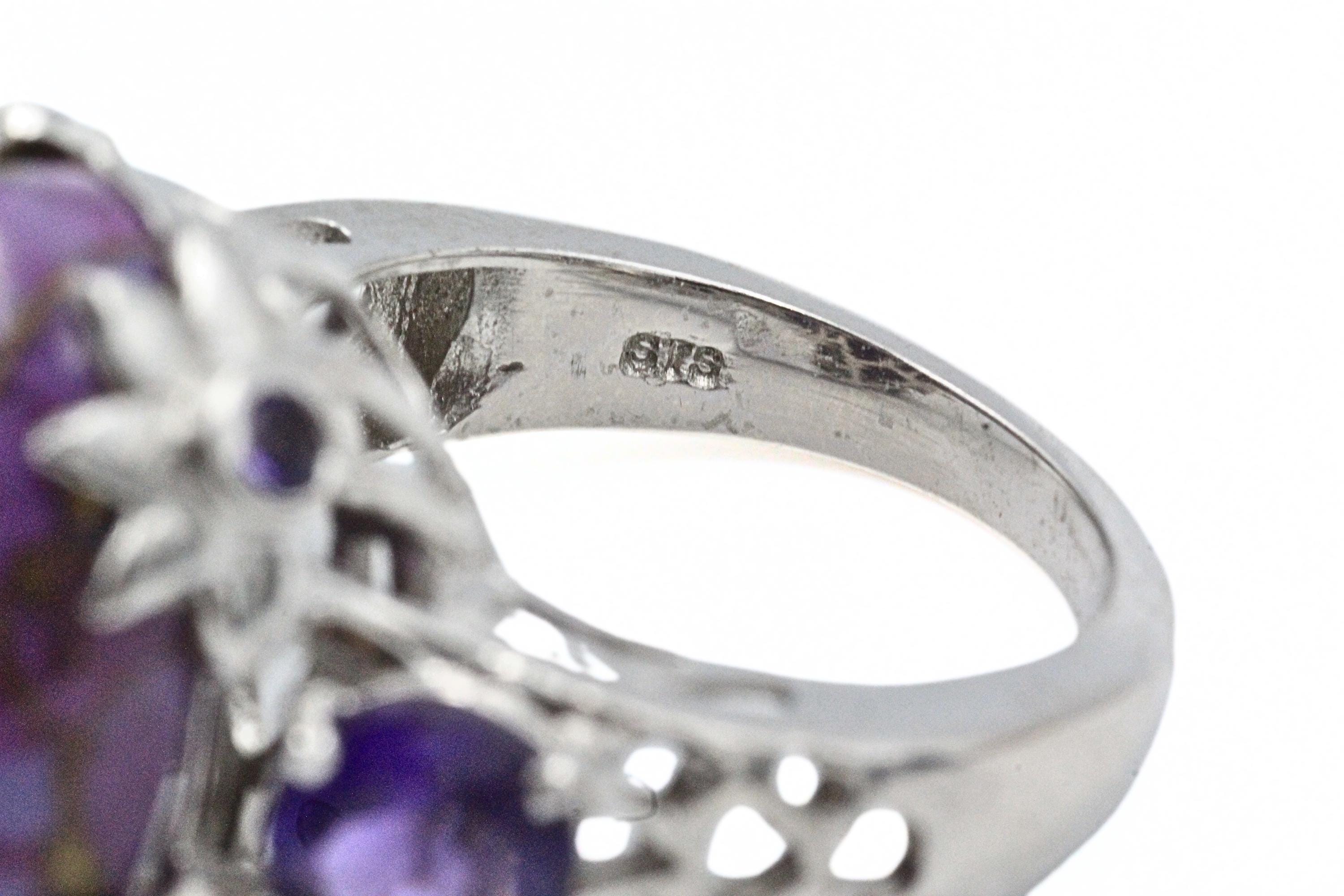 STS Karis Signed Rhodium Plate Statement Purple Mojave Turquoise STS Karis Signed Rhodium Plate Statement Purple Mojave Turquoise
