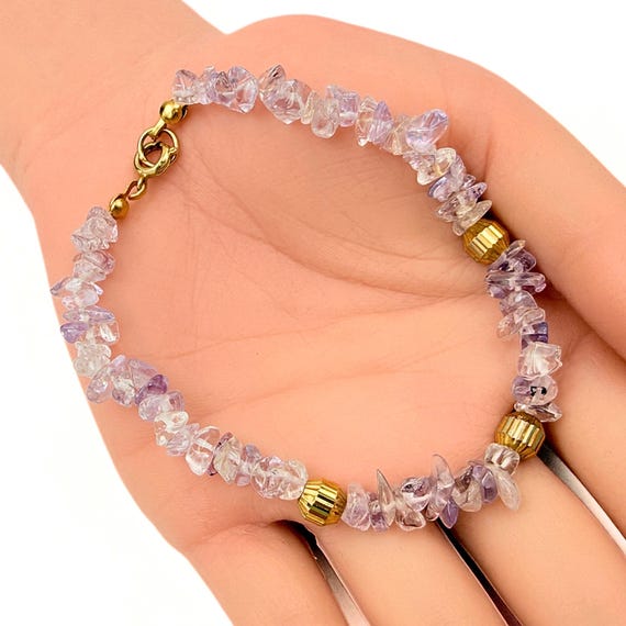 Stunning Purplish Topaz Chips Gold Plated Bracelet