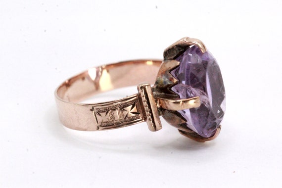 Antique Victorian 12K Gold Amethyst Ring - image 3