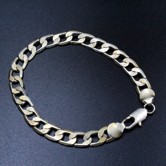 Vintage Sterling Silver Chain Link Wide Bracelet - image 1