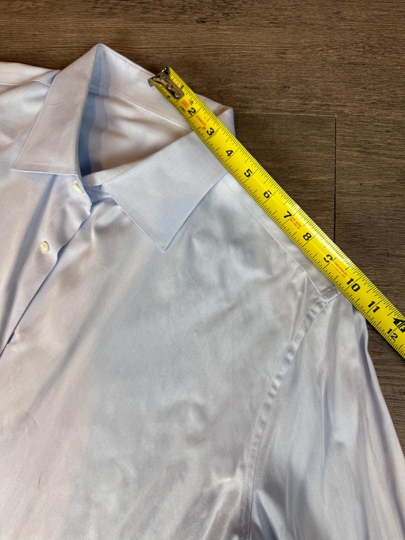 Designer Custom Made Solid Light Blue Button Down… - image 9