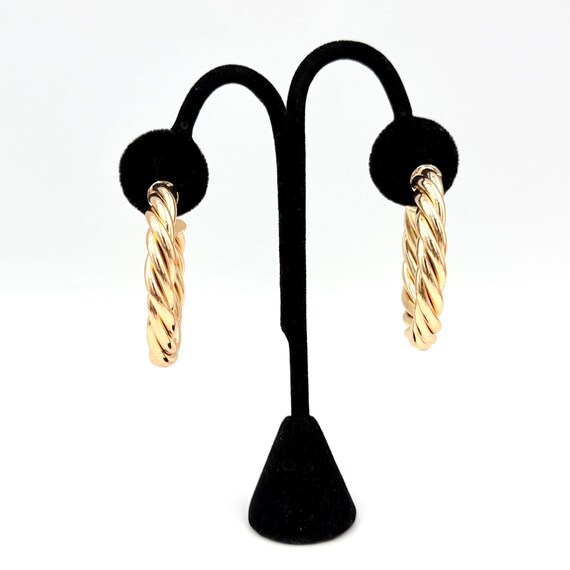 Fabulous Gold Plated Twisted Chunky Hoop Post Earrings View 6