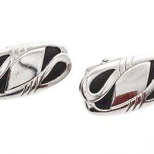 Anson Signed Designer MCM Modernist Design Silver Plated Overlay Cufflinks
