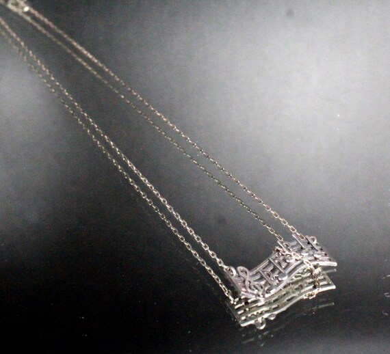 Vintage Sterling Silver Music Notes Necklace - image 4