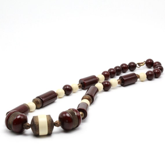 Antique Art Deco Louis Rousselet Brown Beige Bead… - image 8