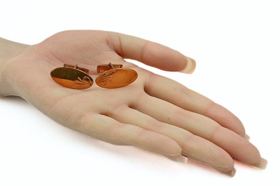 Southwest Copper Cufflinks: Pat Pend Round Concho… - image 6