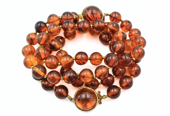 Stunning Two Sets Orange Lucite Bead Fall Vibe Ne… - image 5