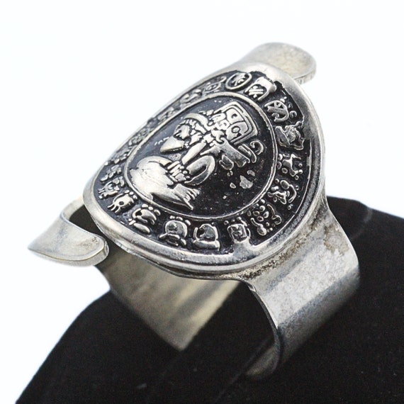 Sterling Silver Aztec Symbols Calendar Overlay Cut Ou… - Gem